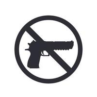 nenhum sinal de armas com pistola poderosa, silhueta de arma, sem armas permitidas, ilustração vetorial vetor