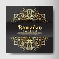 Ramadhan Kareem com fundo de mandala. design para sua data, cartão postal, banner, logotipo. vetor