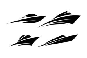 conjunto de vetores de ícone de logotipo de lancha de silhueta