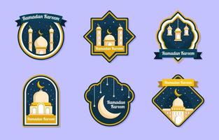 conjunto de adesivos ramadan kareem vetor