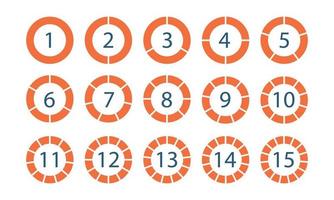 gráficos de pizza de 15 seções. círculo diagram.infographic elementos redondos. vetor