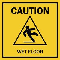 Cuidado piso molhado. sinal informativo de aviso. ilustração vetorial vetor