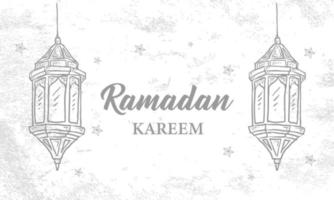 esboço desenhado à mão da lanterna do ramadã com textura de pincel para ramadan kareem vetor