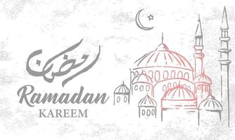 esboço desenhado à mão da lanterna do ramadã com textura de pincel para ramadan kareem vetor