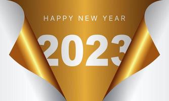 feliz ano novo 2023 modelo de design de cartão. final de 2022 e início de 2023. o conceito do início do novo ano. a página do calendário vira e o novo ano começa. vetor