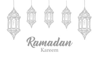 esboço desenhado à mão da lanterna do ramadã com textura de pincel para ramadan kareem vetor