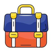 ícone plano de mochila com design criativo vetor