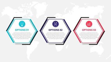 modelo de design de infográfico vetorial com 3 opções ou etapas vetor