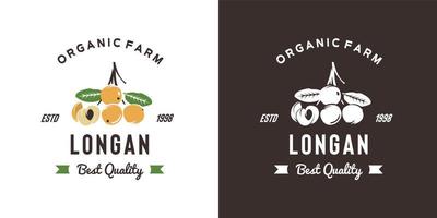 ilustração de logotipo de frutas longan vintage adequada para loja de frutas e fazenda de frutas vetor