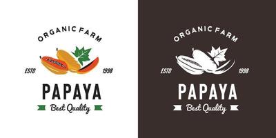 ilustração de logotipo de fruta papaia vintage adequada para loja de frutas e fazenda de frutas vetor