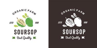 ilustração de logotipo de frutas de graviola vintage adequada para loja de frutas e fazenda de frutas vetor