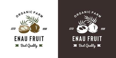 ilustração de logotipo de frutas vintage enau adequada para loja de frutas e fazenda de frutas vetor