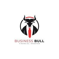 mascote de design de logotipo de touro de negócios para empresa de negócios corporativos de finanças vetor