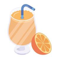 pegue este incrível ícone isométrico de suco de laranja vetor