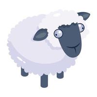 um ícone isométrico fofo de ovelhas vetor