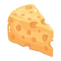 produtos lácteos, um ícone isométrico de fatia de queijo vetor