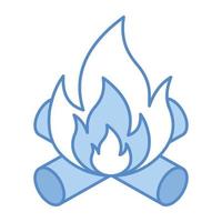 queima de toras de madeira, um ícone isométrico de fogueira vetor