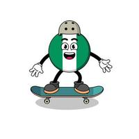 mascote da bandeira da nigéria jogando um skate vetor