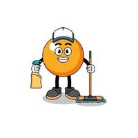 personagem mascote da bola de pingue-pongue como serviços de limpeza vetor
