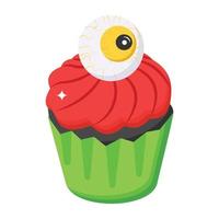 produto alimentar assustador, um ícone isométrico de cupcake de halloween vetor