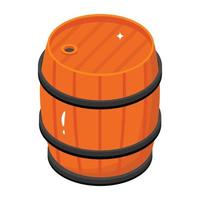 barril de madeira, um ícone isométrico de barril de vinho vetor