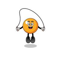 desenho de mascote de bola de pingue-pongue está jogando pular corda vetor