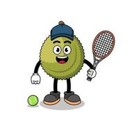 ilustração de fruta durian como jogador de tênis vetor