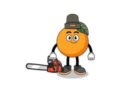 desenho de ilustração de fruta laranja como lenhador vetor