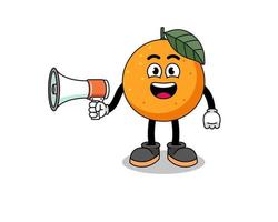 ilustração de desenhos animados de frutas laranja segurando o megafone vetor