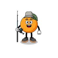 ilustração de mascote de pescador de frutas laranja vetor