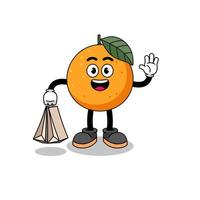 desenhos animados de compras de frutas laranja vetor