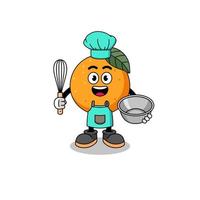 ilustração de fruta laranja como chef de padaria vetor