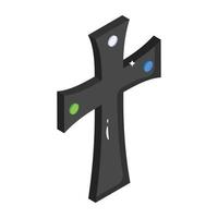 símbolo religioso, ícone da santa cruz em estilo isométrico vetor