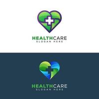 cuidados de saúde ou modelo de vetor de design de logotipo de coração médico