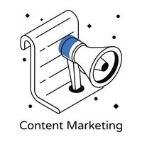 um ícone de design isométrico de marketing de conteúdo vetor