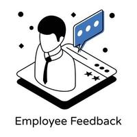 ícone do vetor isométrico de feedback do funcionário, classificações