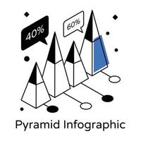 ícone isométrico de infográfico de pirâmide, design premium vetor
