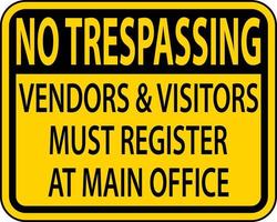 fornecedores e visitantes devem registrar sinal em fundo branco vetor
