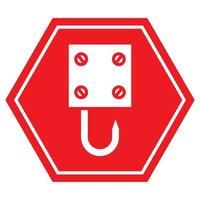símbolo de gancho de guindaste industrial sinalização vermelha vetor