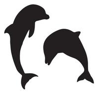 arte de silhueta de golfinhos vetor