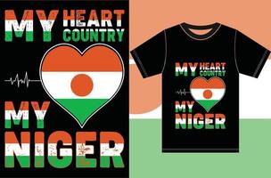 meu coração, meu país, meu niger. desenho vetorial de tipografia vetor
