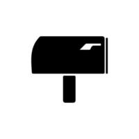 ícone preto. caixa de correio vazia, sem carta ou correio ou envio de arquivo. vetor