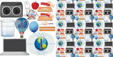 fundo sem costura com equipamentos de ciência vetor