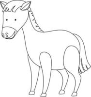 personagem de doodle de cavalo preto e branco vetor