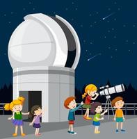 tema de astronomia com crianças olhando estrelas vetor