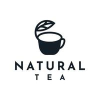 design de xícara de logotipo de chá natural vetor