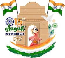 pôster do dia da independência da índia vetor