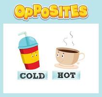 palavras em inglês opostas com frio e quente vetor