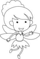 personagem de doodle anjo preto e branco vetor