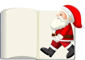 livro em branco aberto com papai noel vetor